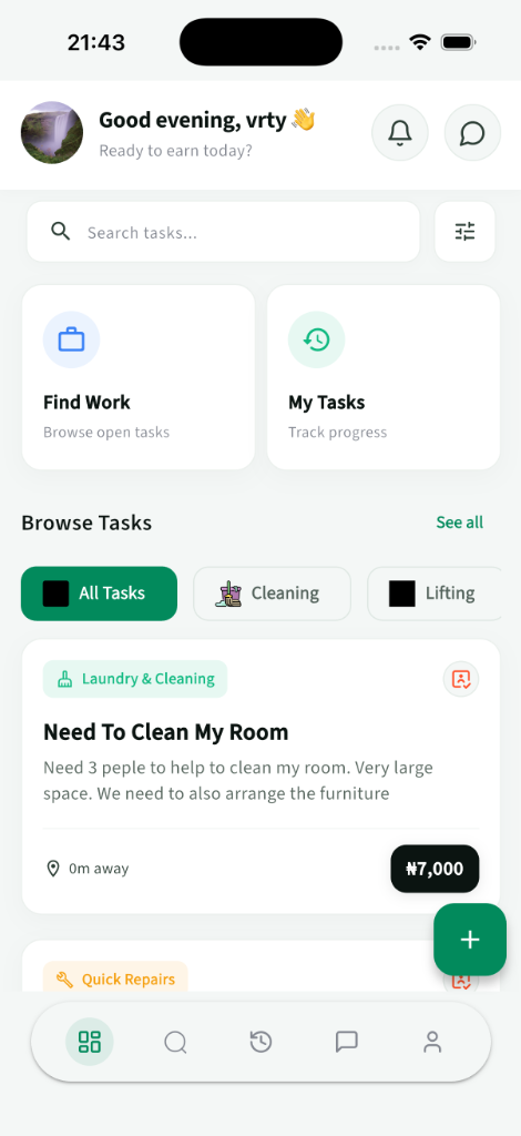 KudiDo Home Screen Mockup